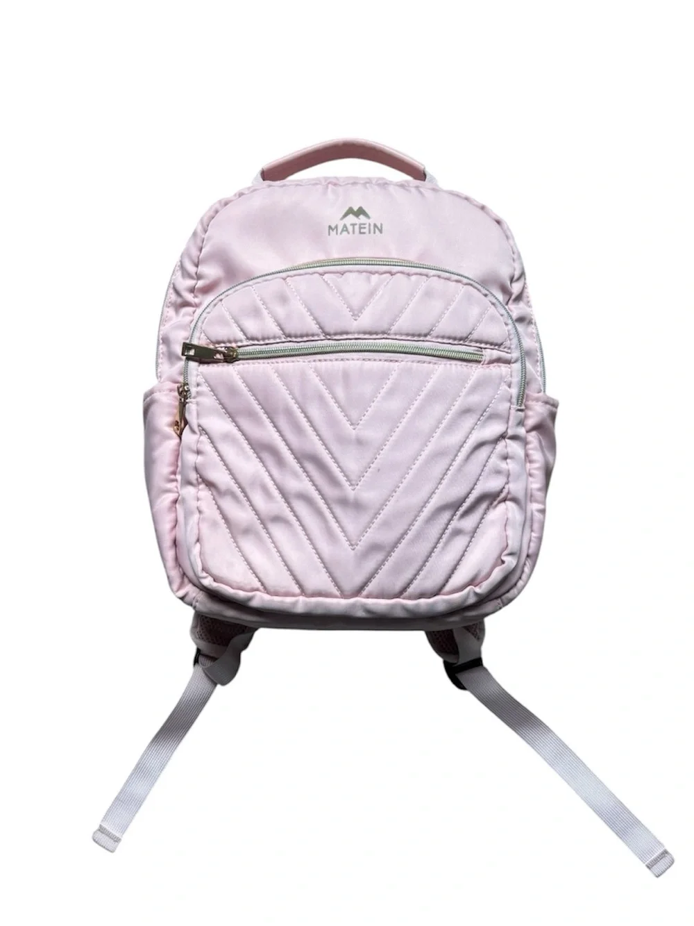 Matein Pink Quilted Backpack Zip Closure Pockets Padded Straps Top Handle